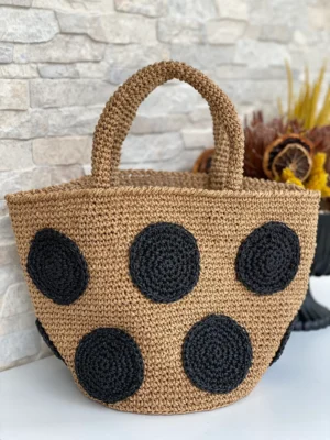 Crochet Raffia Tote Bag, Boho Shopping Bag, Staw Beach Tote, Woven Bag