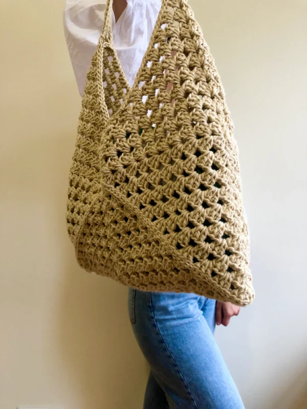 Hobo bag, crossbody shoulder bag, Crochet bag, Woven bag, beach large bag, everyday bag, retro bag, Granny square bag