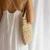 Crochet Raffia Tote Bag in Natural, Summer Tote Bag, Straw Mesh Bag