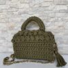 Hand Woven Green Color Crochet Bag, Luxury Capri Knitted Shoulder Bag