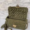 Hand Woven Green Color Crochet Bag, Luxury Capri Knitted Shoulder Bag
