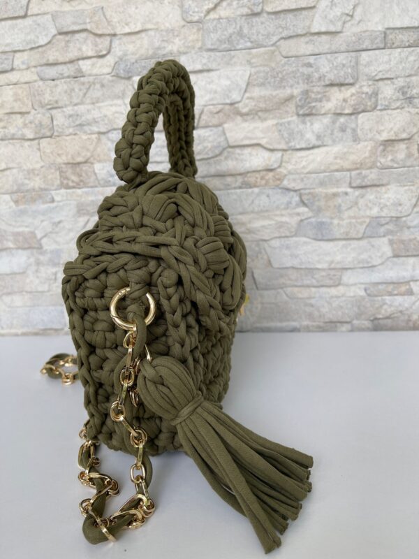 Hand Woven Green Color Crochet Bag, Luxury Capri Knitted Shoulder Bag