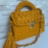Hand Woven Mustard Color Crochet Bag, Handmade Capri Luxury Shoulder Bag
