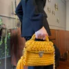 Hand Woven Mustard Color Crochet Bag, Handmade Capri Luxury Shoulder Bag