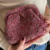 Mini Size Raffia Clutch Bag, Cloud Bag, Glitter Pouch Bag, Evening Clutch Bag,