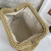 Crochet Raffia Clutch Bag, Natural Boho Cloud Bag, Woven Dumpling Bag