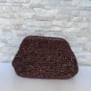 Metallic Bronze Raffia Clutch Bag, Brown Cloud Bag, Woven Bag, Voluminous Bag