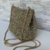 Shoulder Gold Clutch Bag, Small Metallic Raffia Evening Bag