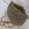 Shoulder Gold Clutch Bag, Small Metallic Raffia Evening Bag