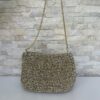 Shoulder Gold Clutch Bag, Small Metallic Raffia Evening Bag