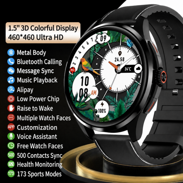 ChatGPT Image 2026年5月8日 16_47_47 Smartwatch with Bluetooth Calling & Health Tracking Black Ruber